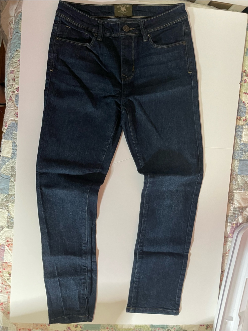 Buzzcuts Classic High-Rise Straight Leg Jeans in Dark Blue